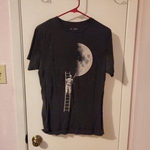 Small Artsy Black & White Moon and Ladder Tee Shirt Short Sleeves